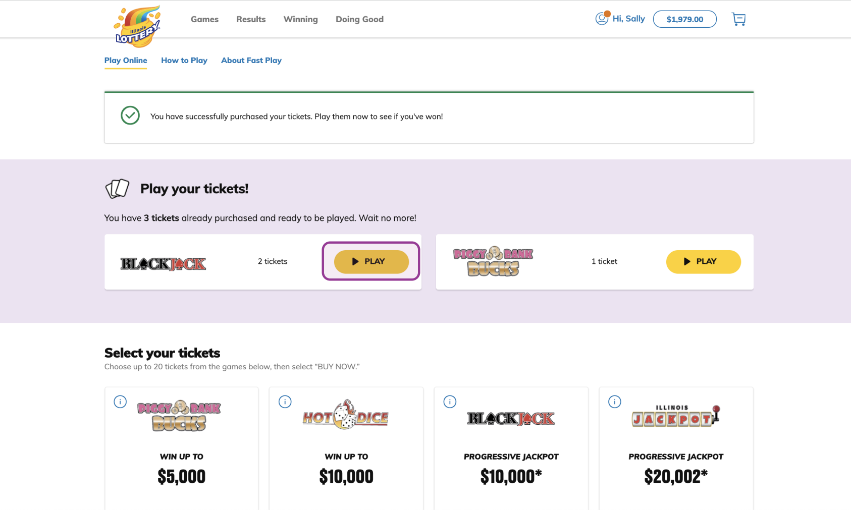 Play your tickets