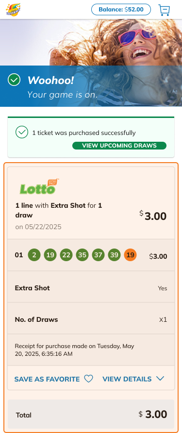 Review your purchase receipt