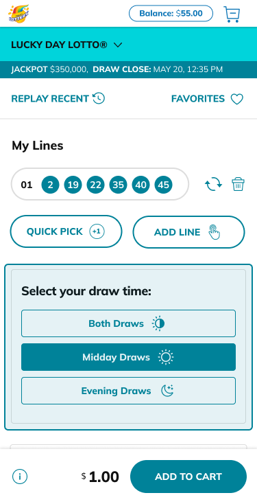 Choose the time of day for your draw