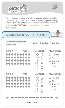 Pick your number of days to play