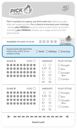Choose the time of day for your draw 