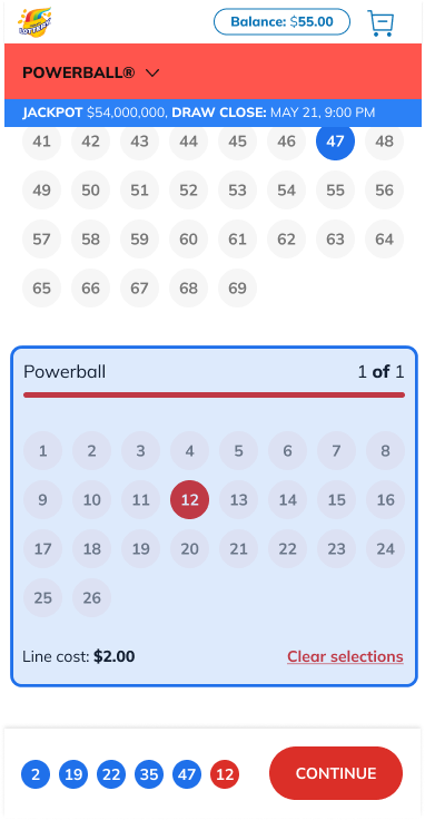 Pick one Powerball number