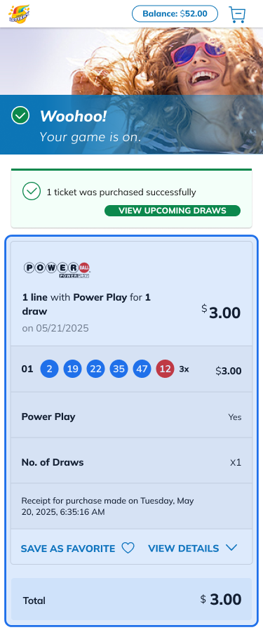 Review your purchase receipt